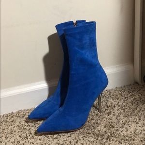 Blue bootie heels